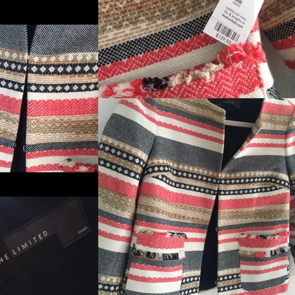 The Limited Blazer - Small - Striped coral